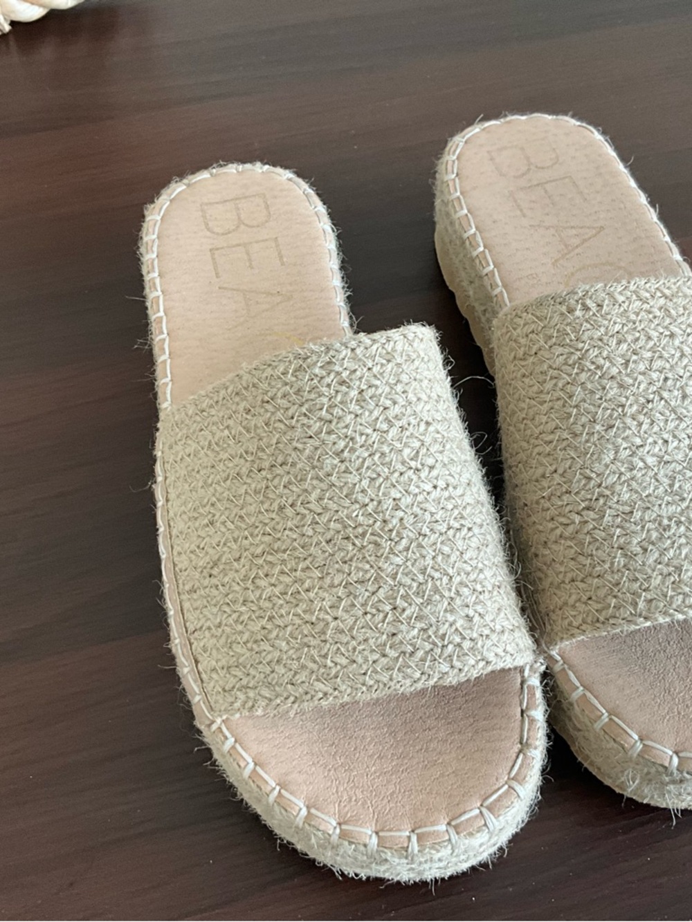 Bea Woven Beige Espadrille Slide - Casual Slip-On Comfort - Picture 4 of 8